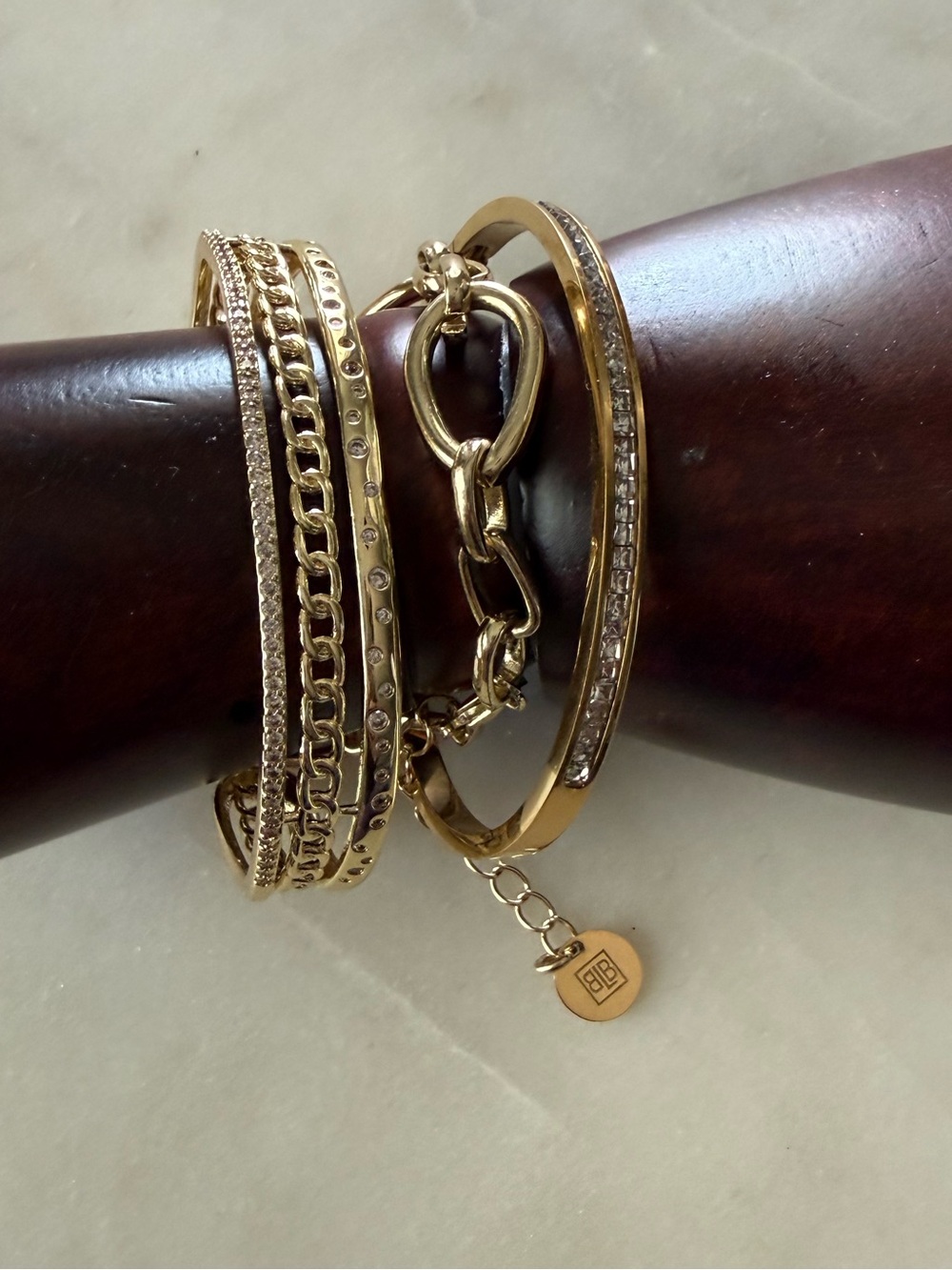 B.B. Lila Gold Tone Link & Cuff & Unbranded Tennis Style Bangle NEW
